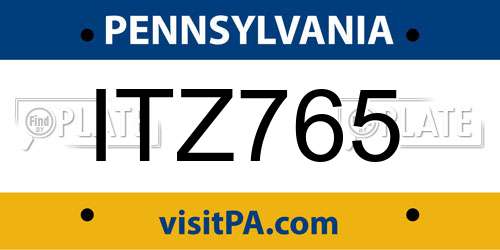 ITZ765 Pennsylvania License Plate