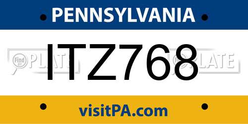 ITZ768 Pennsylvania License Plate
