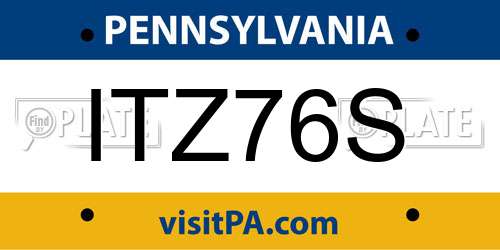 ITZ76S Pennsylvania License Plate