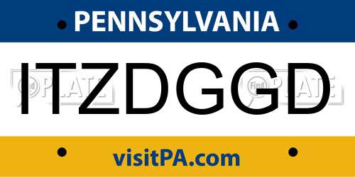 ITZDGGD Pennsylvania License Plate