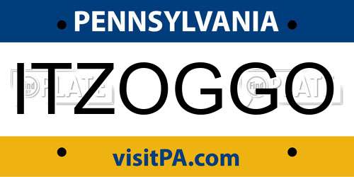 ITZOGGO Pennsylvania License Plate
