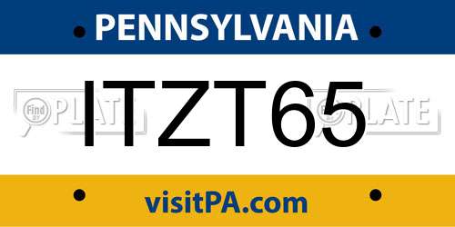 ITZT65 Pennsylvania License Plate