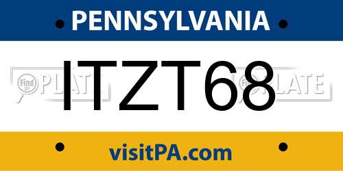 ITZT68 Pennsylvania License Plate