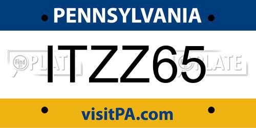 ITZZ65 Pennsylvania License Plate