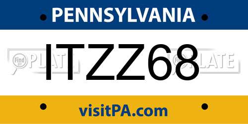 ITZZ68 Pennsylvania License Plate