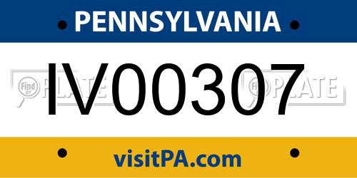 IV00307 Pennsylvania License Plate