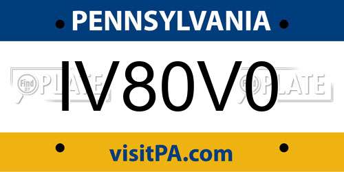 IV80V0 Pennsylvania License Plate