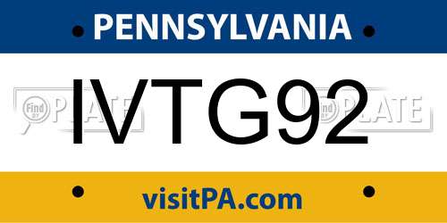 IVTG92 Pennsylvania License Plate