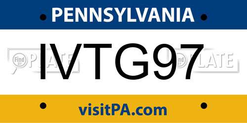 IVTG97 Pennsylvania License Plate