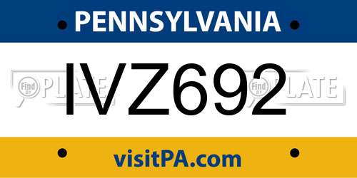 IVZ692 Pennsylvania License Plate