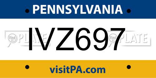 IVZ697 Pennsylvania License Plate
