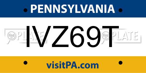 IVZ69T Pennsylvania License Plate
