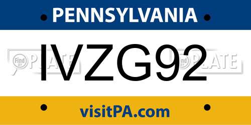IVZG92 Pennsylvania License Plate