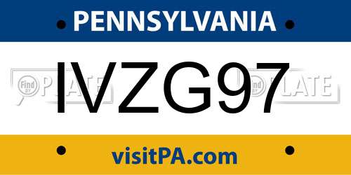 IVZG97 Pennsylvania License Plate