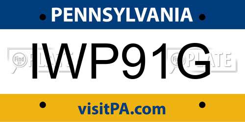IWP91G Pennsylvania License Plate