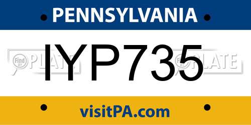 IYP735 Pennsylvania License Plate