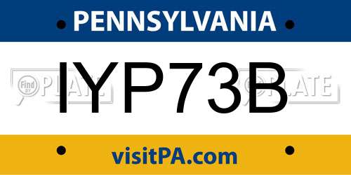 IYP73B Pennsylvania License Plate