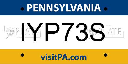 IYP73S Pennsylvania License Plate