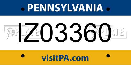 IZ03360 Pennsylvania License Plate