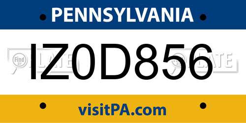 IZ0D856 Pennsylvania License Plate