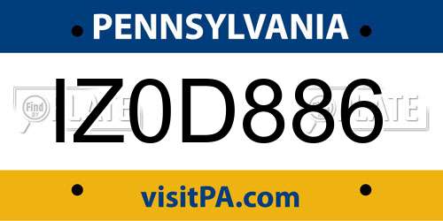 IZ0D886 Pennsylvania License Plate