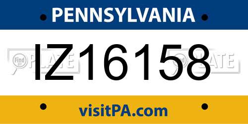 IZ16158 Pennsylvania License Plate
