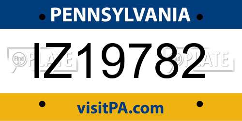 IZ19782 Pennsylvania License Plate