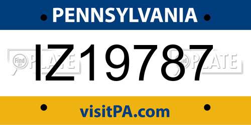 IZ19787 Pennsylvania License Plate