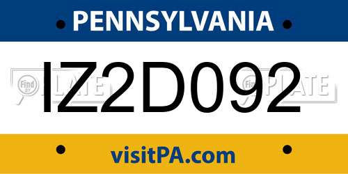 IZ2D092 Pennsylvania License Plate