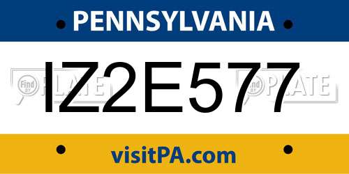IZ2E577 Pennsylvania License Plate