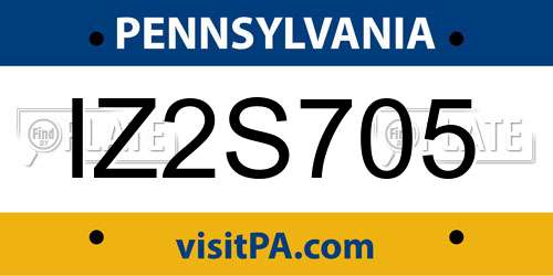 IZ2S705 Pennsylvania License Plate