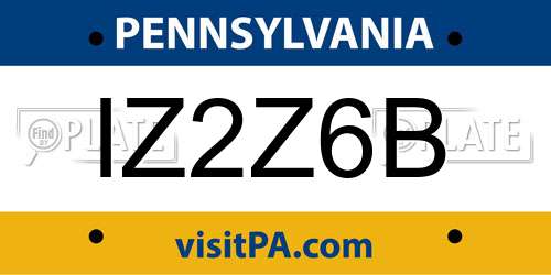 IZ2Z6B Pennsylvania License Plate
