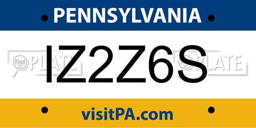 IZ2Z6S Pennsylvania License Plate