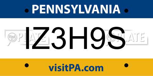 IZ3H9S Pennsylvania License Plate