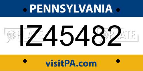 IZ45482 Pennsylvania License Plate