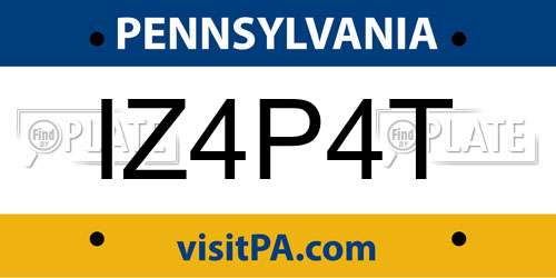 IZ4P4T Pennsylvania License Plate