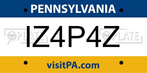 IZ4P4Z Pennsylvania License Plate