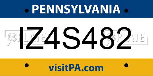 IZ4S482 Pennsylvania License Plate