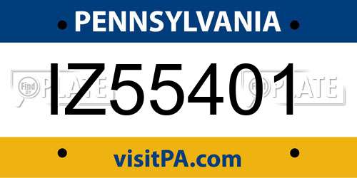 IZ55401 Pennsylvania License Plate