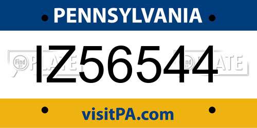 IZ56544 Pennsylvania License Plate