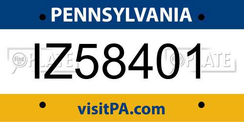 IZ58401 Pennsylvania License Plate
