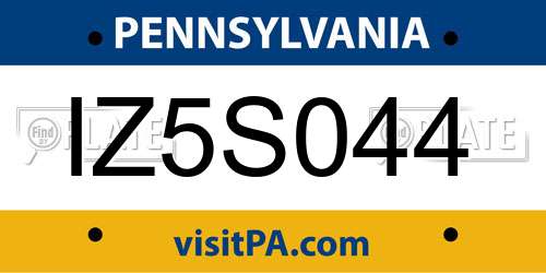 IZ5S044 Pennsylvania License Plate