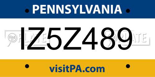 IZ5Z489 Pennsylvania License Plate