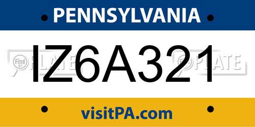 IZ6A321 Pennsylvania License Plate