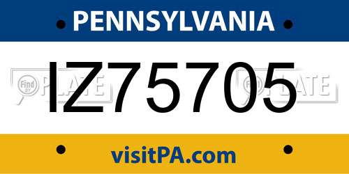 IZ75705 Pennsylvania License Plate
