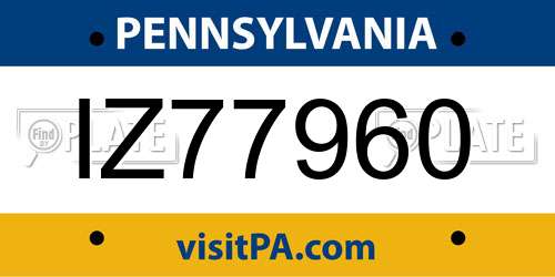 IZ77960 Pennsylvania License Plate
