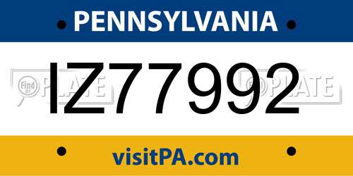 IZ77992 Pennsylvania License Plate