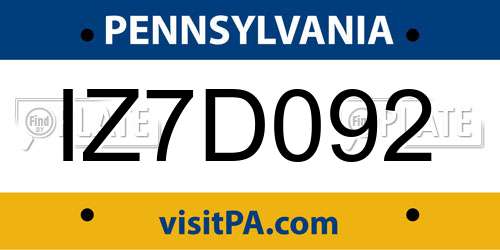 IZ7D092 Pennsylvania License Plate