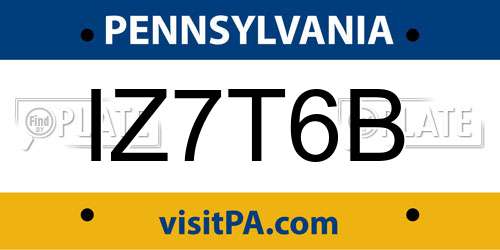 IZ7T6B Pennsylvania License Plate