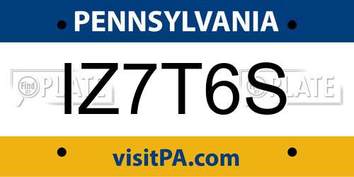 IZ7T6S Pennsylvania License Plate